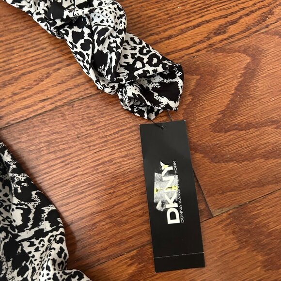 NWT DKNY Black White Leopard Print Silk Blend Ruffled Tiered Mini Dress Size 4 - Picture 9 of 16